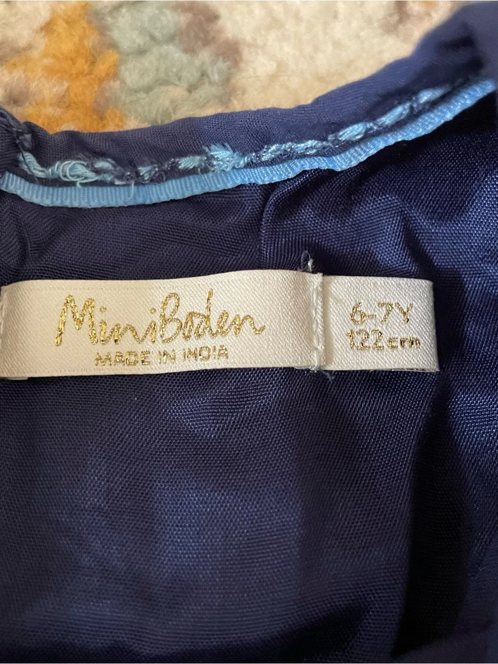 Mini Boden Tulle Navy Blue Flower Belt Dress - Multicolor Floral Accent